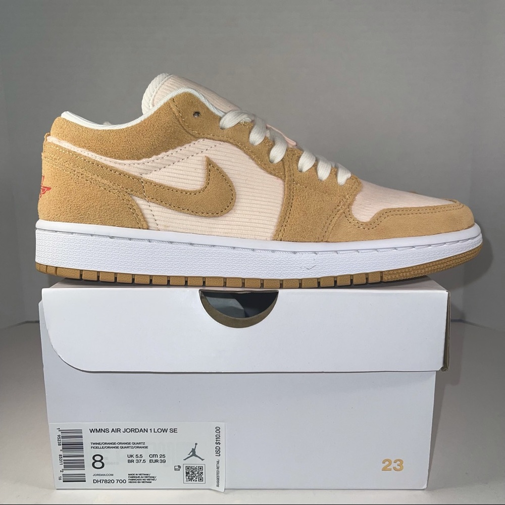 Nike Air Jordan 1 Low Corduroy Suede Tan Pink Gum